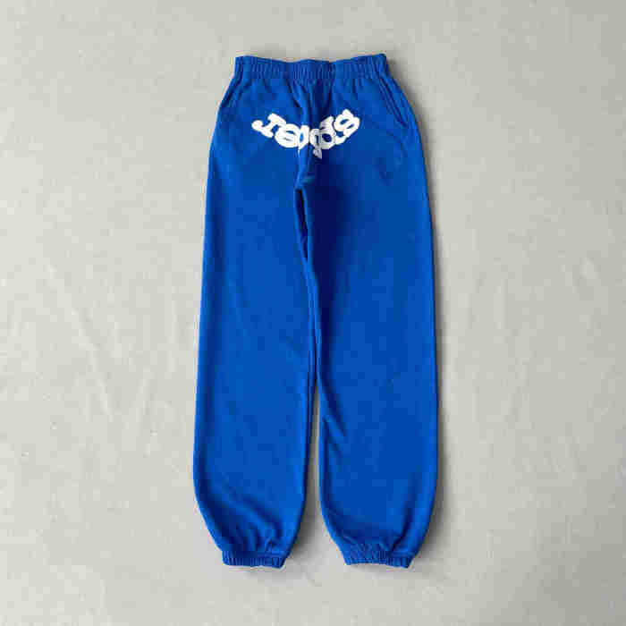 1:1 quality version Blue Diamond Studded Foam Letter Hoodie & Pants Set