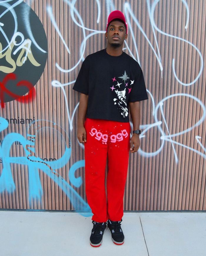 1:1 quality version Red 555 Spiderweb Foam Monogrammed Hoodie & Pants Set