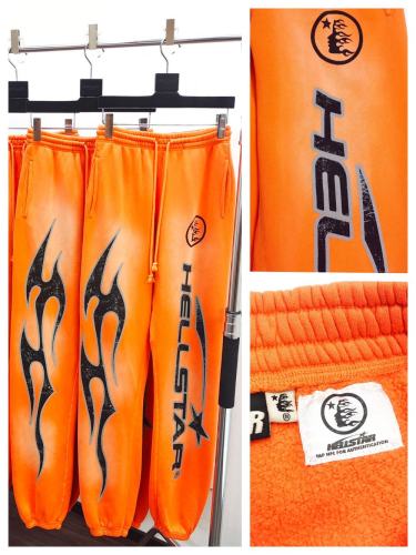 1:1 quality version Washed Orange Logo Print Drawstring Sweatpants with NFC tag