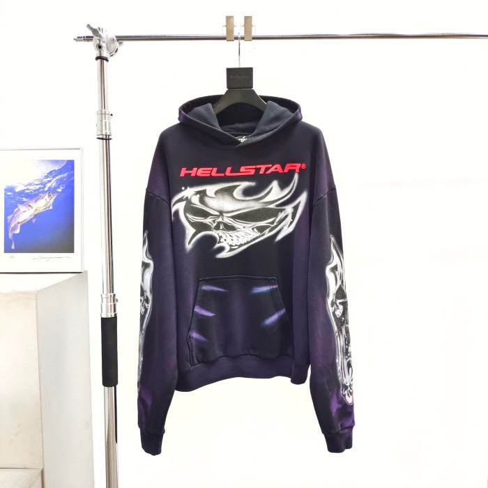 1:1 quality version Airbrushed Skull Demon Wind Hoodie with NFC tag