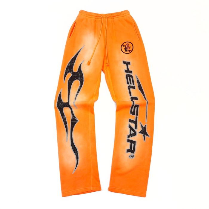 1:1 quality version Back Big Logo Washed Orange hoodie & pants set with NFC tag
