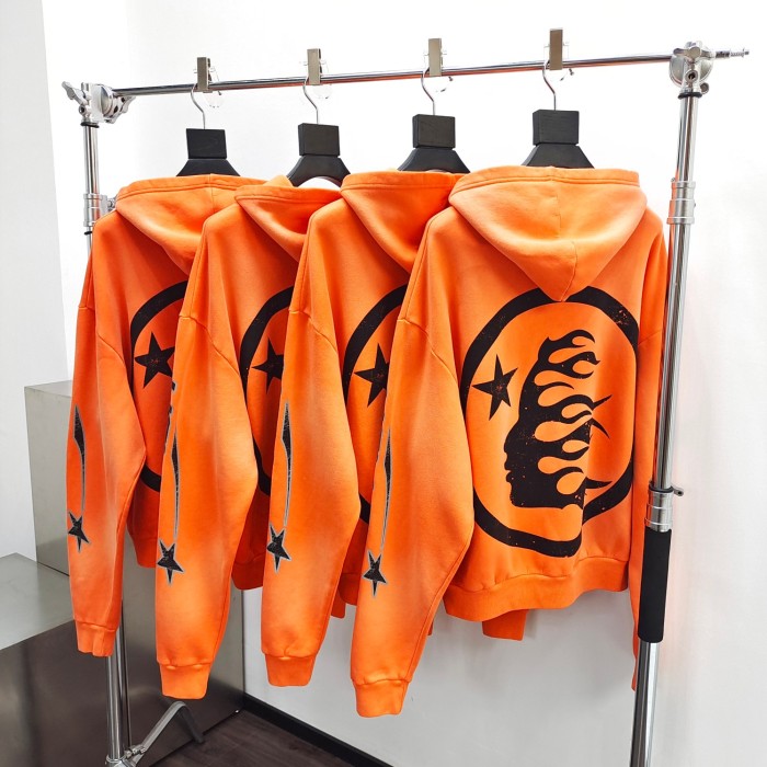 1:1 quality version Back Big Logo Washed Orange hoodie & pants set with NFC tag