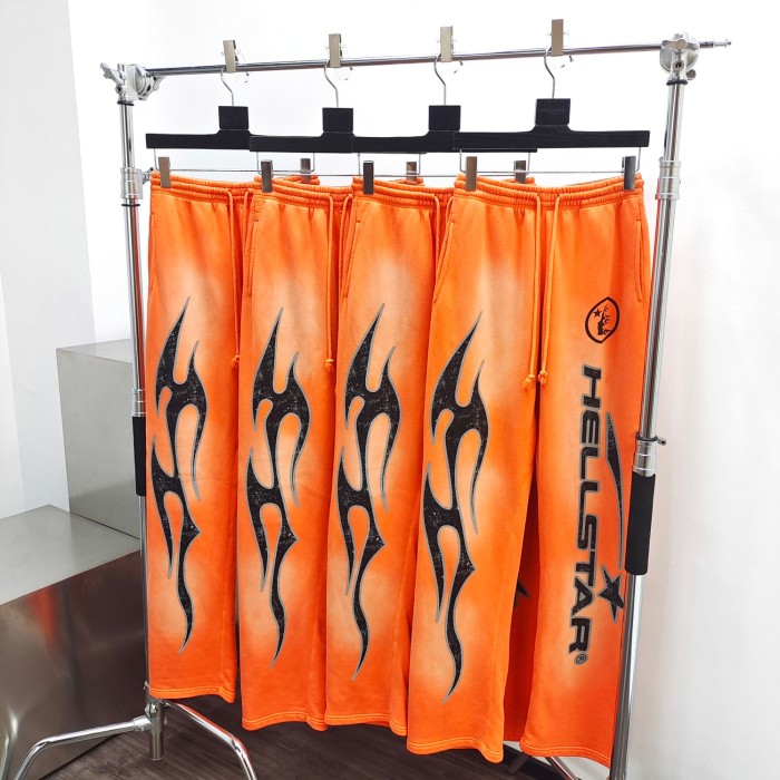 1:1 quality version Back Big Logo Washed Orange hoodie & pants set with NFC tag
