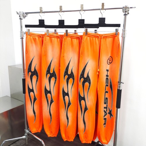 1:1 quality version Washed Orange Logo Print Drawstring Sweatpants with NFC tag