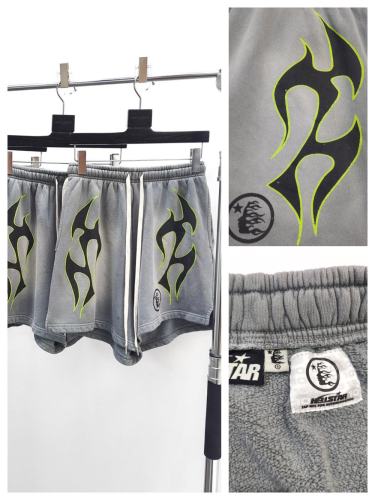 1:1 quality version Green and Black Fire Gray Shorts with NFC tag