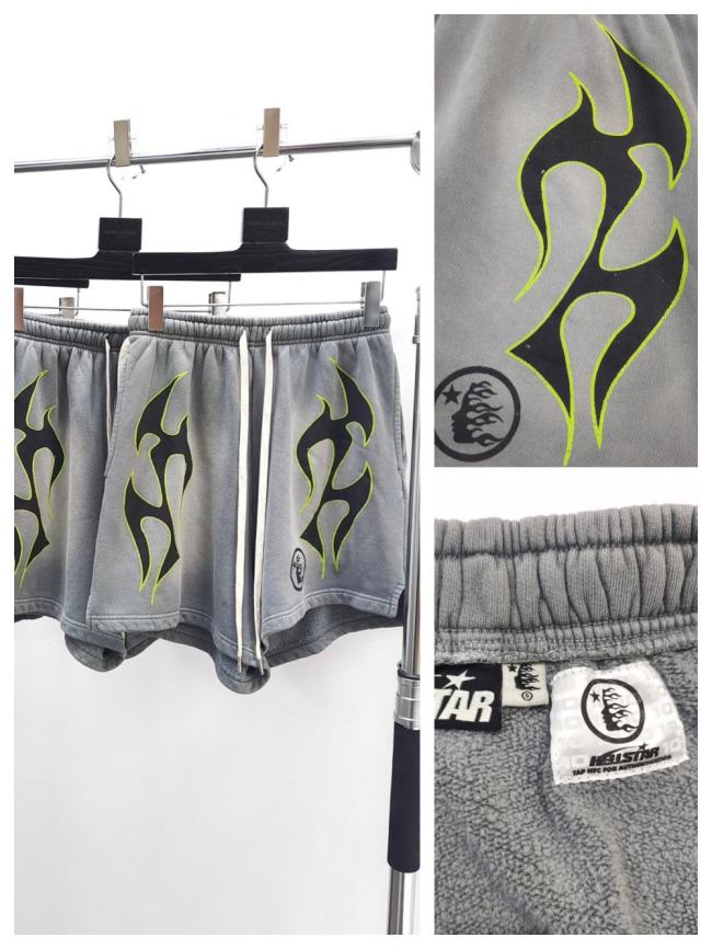 1:1 quality version Green and Black Fire Gray Shorts with NFC tag