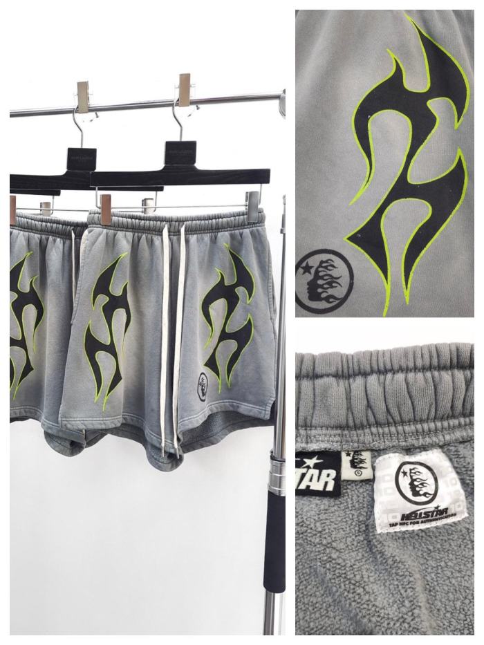 1:1 quality version Green and Black Fire Gray Shorts with NFC tag