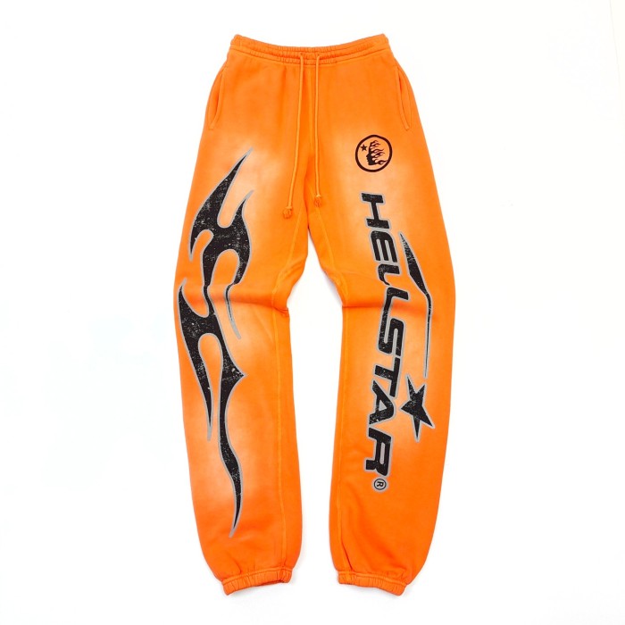 1:1 quality version Washed Orange Logo Print Drawstring Sweatpants with NFC tag