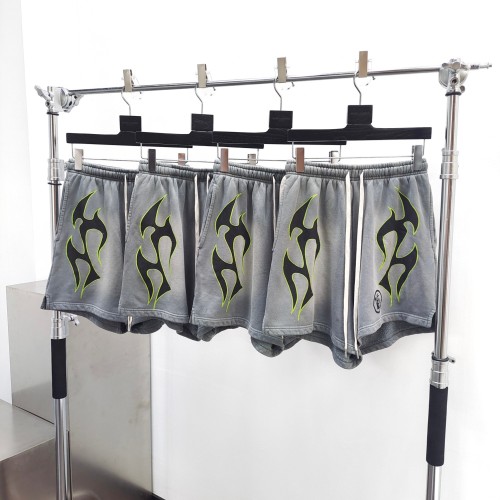 1:1 quality version Green and Black Fire Gray Shorts with NFC tag