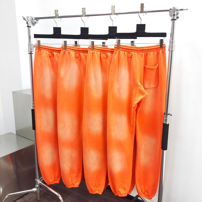 1:1 quality version Washed Orange Logo Print Drawstring Sweatpants with NFC tag