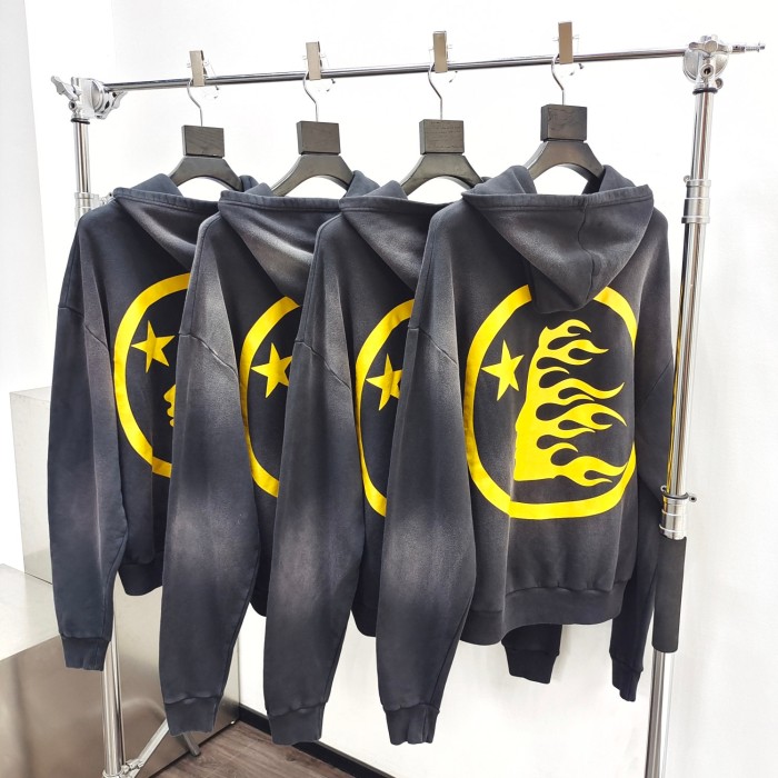 1:1 quality version Back Big yellow logo washed version Hoodie & Pants Set with NFC tag