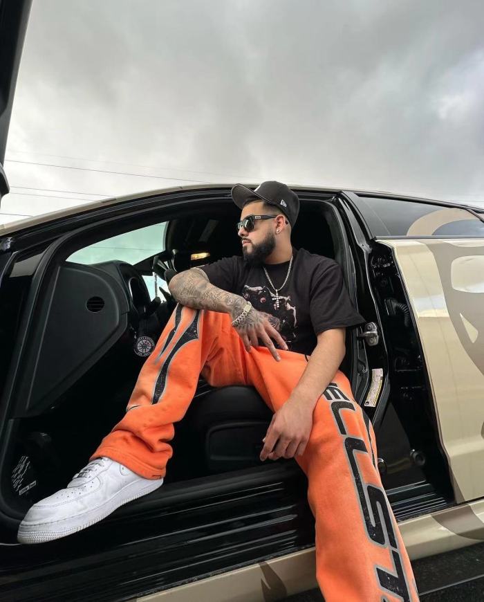 1:1 quality version Back Big Logo Washed Orange hoodie & pants set with NFC tag