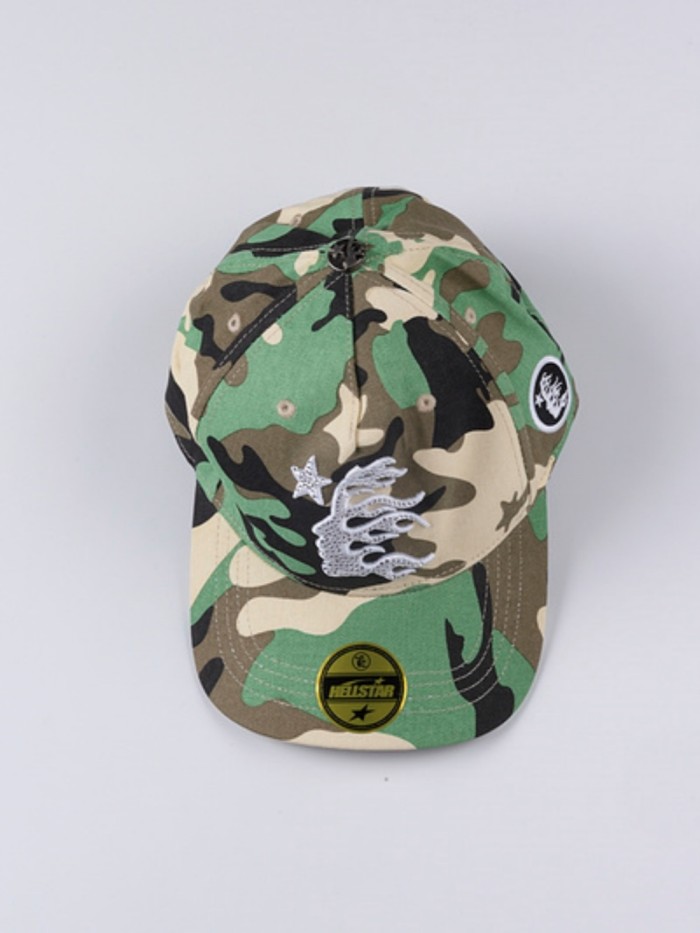 Camouflage Green Drill Logo Adjustable Duck Tongue Cap