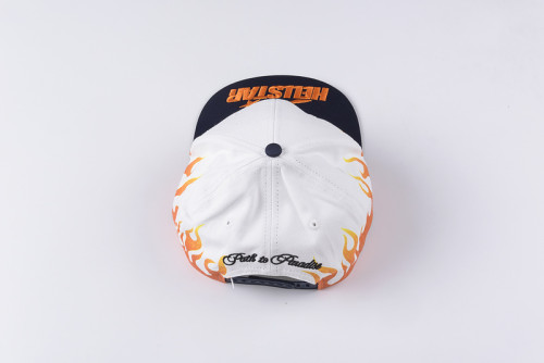 Hot drill color matching flame embroidery logo flat brim hat