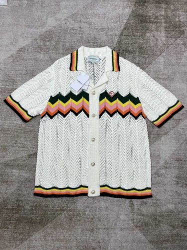 1:1 quality version Colorblocked waves embroidered logo cutout knit Polo Shirt & Shorts Set