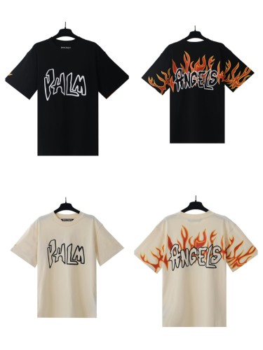 Cartoon Letter Back Burning Flame Print tee 2 colors