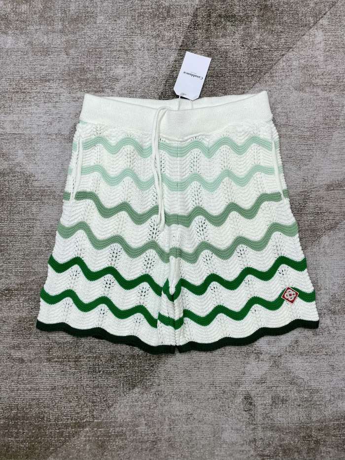 1:1 quality version Gradient wave meta pearl button knit polo Shirt & Shorts Set 2 colors