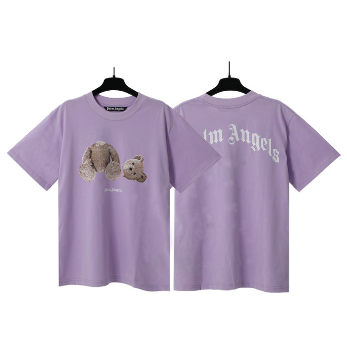 Cartoon Broken Bear Back Large Letter Print tee 7 colors
