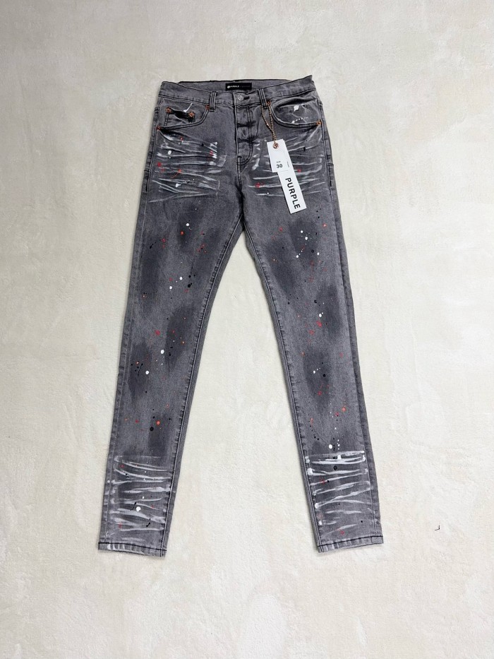 1:1 quality version Front and back mud print washed and distressed inked jeans