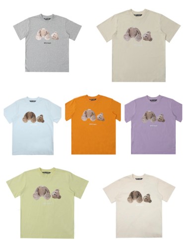 Cartoon Broken Bear Back Large Letter Print tee 7 colors