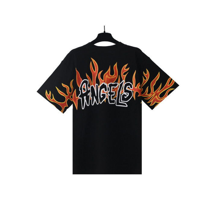 Cartoon Letter Back Burning Flame Print tee 2 colors