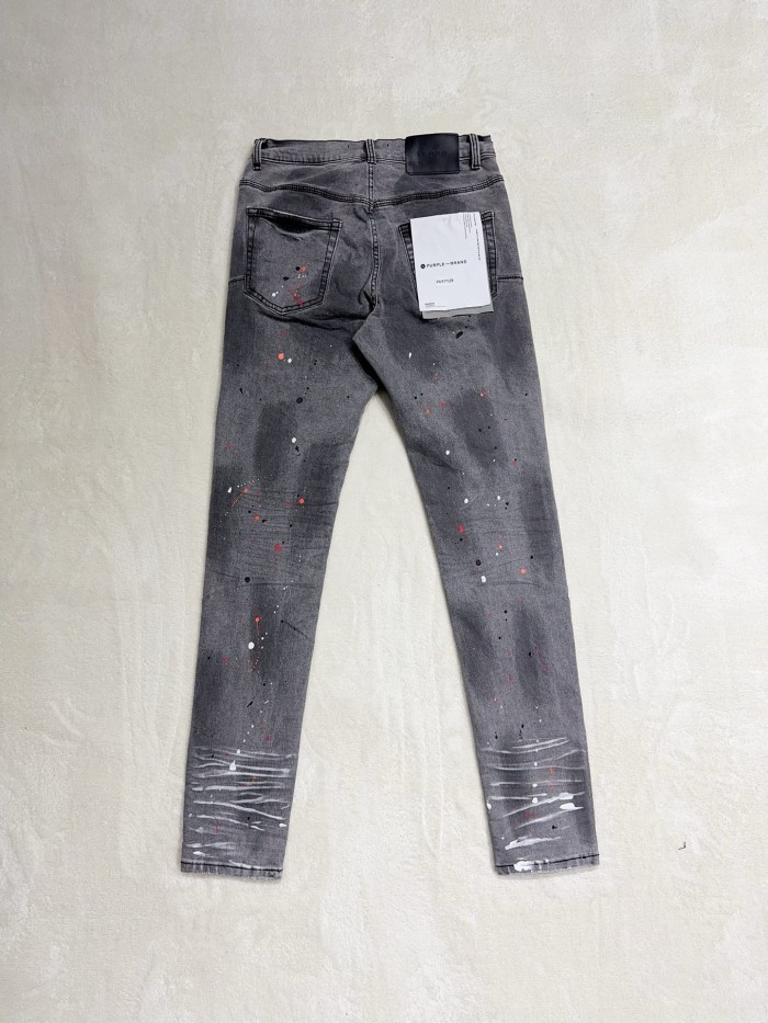 1:1 quality version Front and back mud print washed and distressed inked jeans