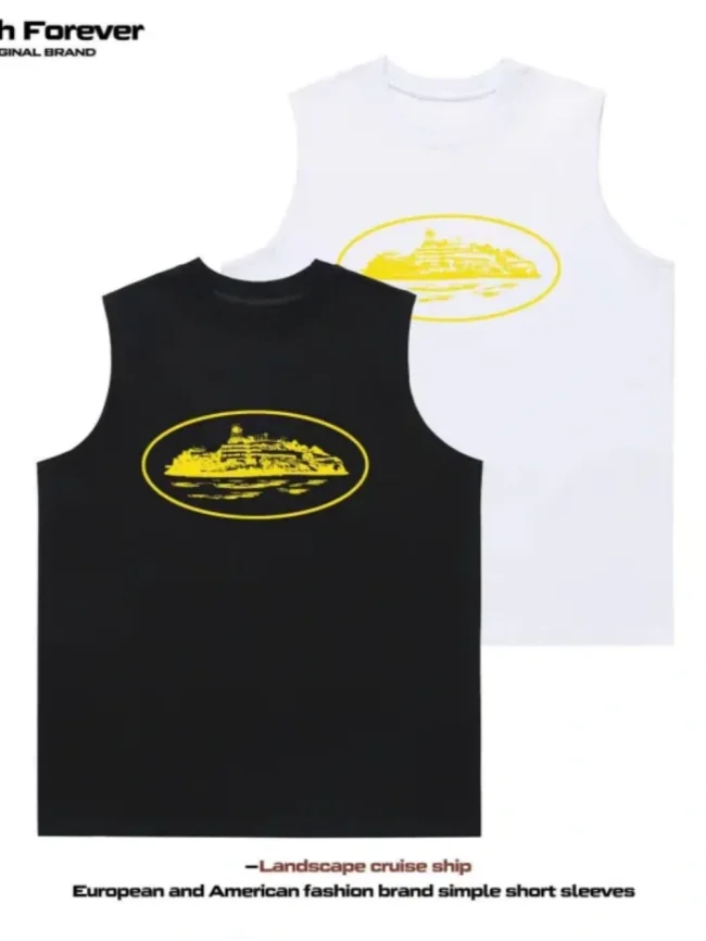 [buy more save more] Island Print Sleeveless Canvas Vest 4 colors
