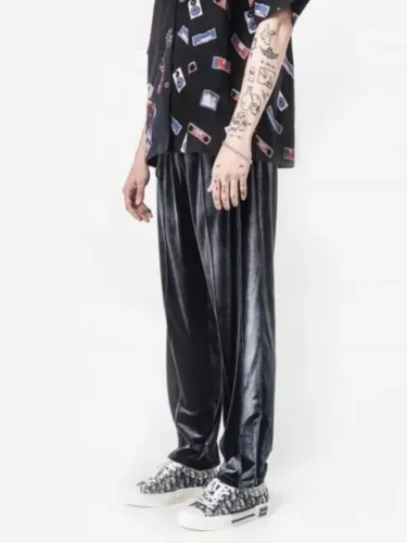 [Buy more Save more]Street style velvet pants black brown