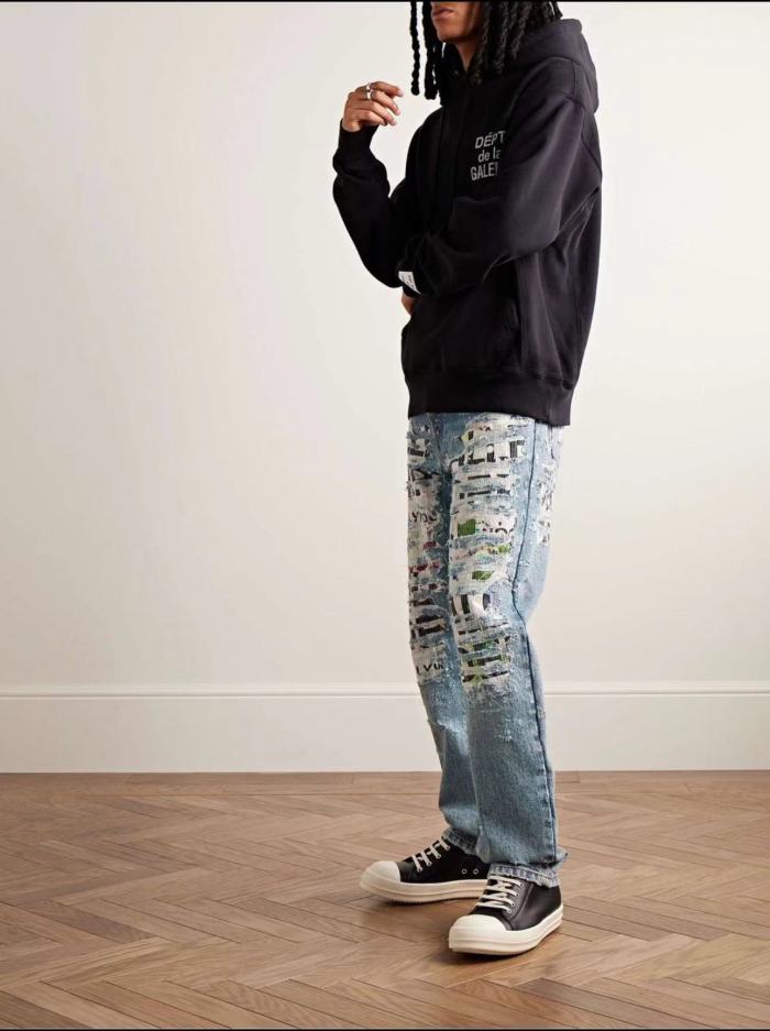 1:1 quality version Erosive letter patch jeans