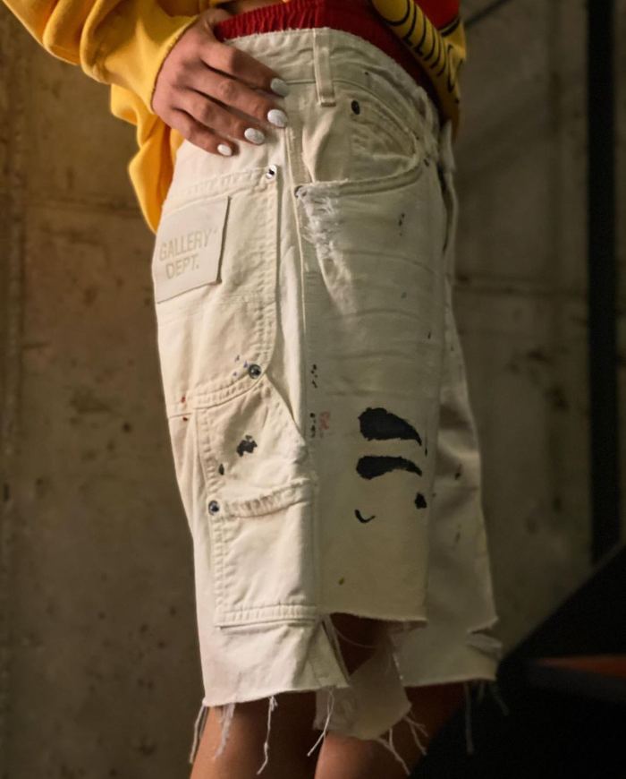 [Big & Tall for weights up to 260 lbs]1:1 quality version Slashed and Inked Old Denim Shorts