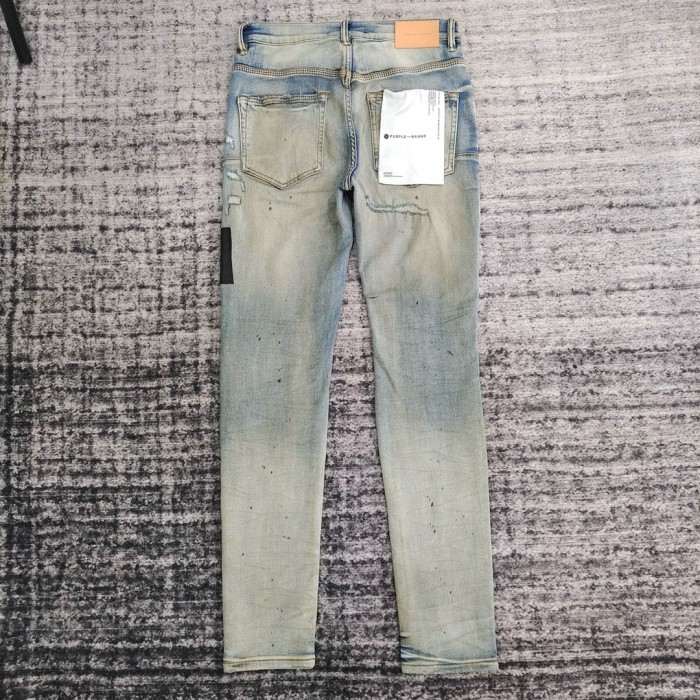 [buy more save more]1:1 quality version Black fabric patchwork frayed ripped jeans