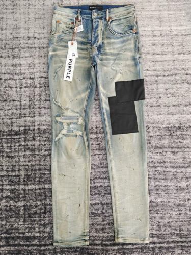 [buy more save more]1:1 quality version Black fabric patchwork frayed ripped jeans