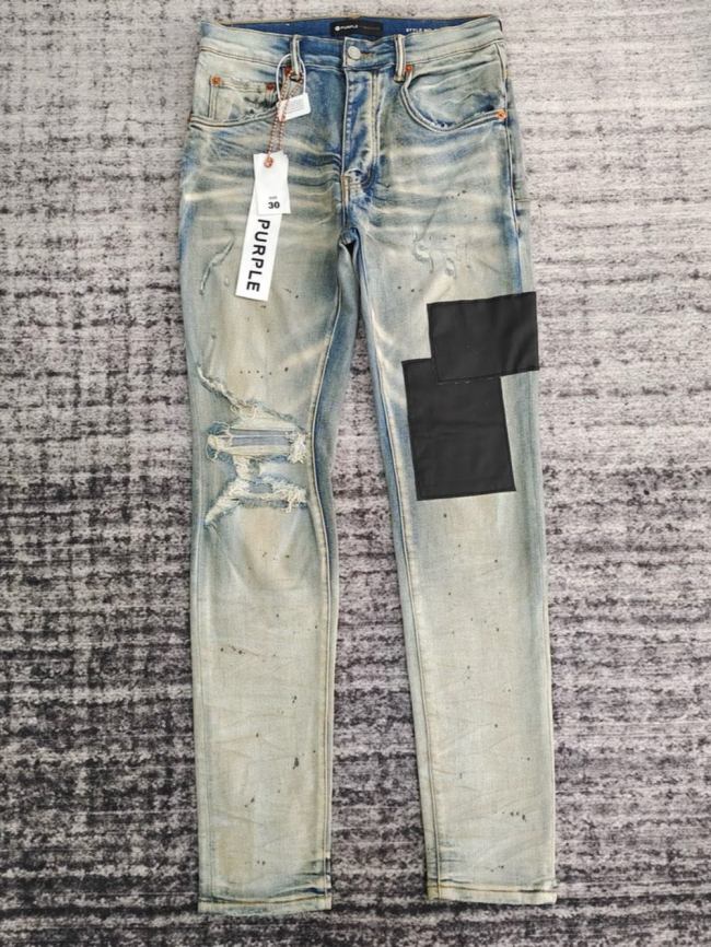 [buy more save more]1:1 quality version Black fabric patchwork frayed ripped jeans