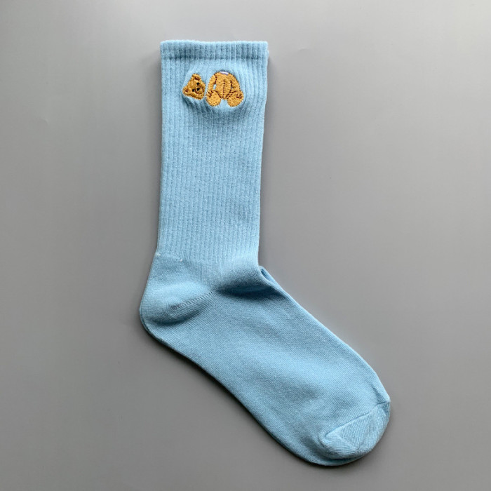 Broken Bear Embroidered Mid Calf Socks 3 colors
