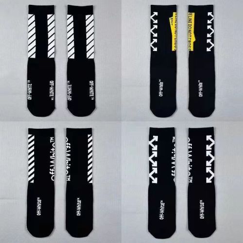 Warning line black and white arrow letters Skateboarding Mid Calf Socks 8 colors