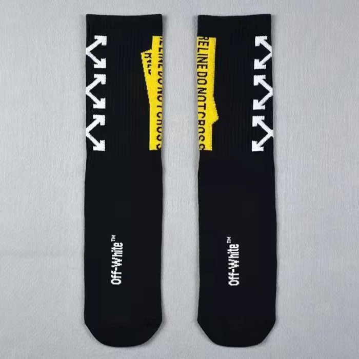 Warning line black and white arrow letters Skateboarding Mid Calf Socks 8 colors