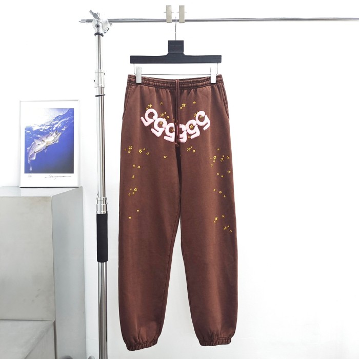 1:1 quality version Brown 555 Foam Letter Hoodie & Pants Set