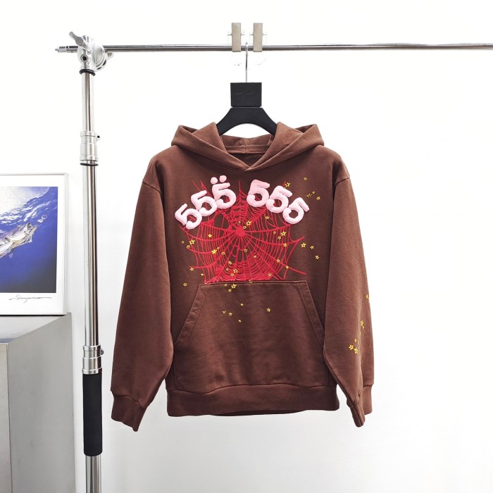 1:1 quality version Brown 555 Foam Letter Hoodie & Pants Set