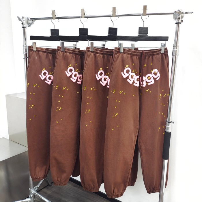 1:1 quality version Brown 555 Foam Letter Hoodie & Pants Set