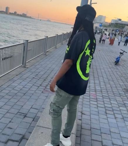 1:1 quality version Front and back bright green logo washed version tee