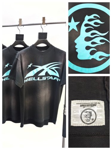 1:1 quality version HS Full Tiffany Blue Logo Washed Version Tee