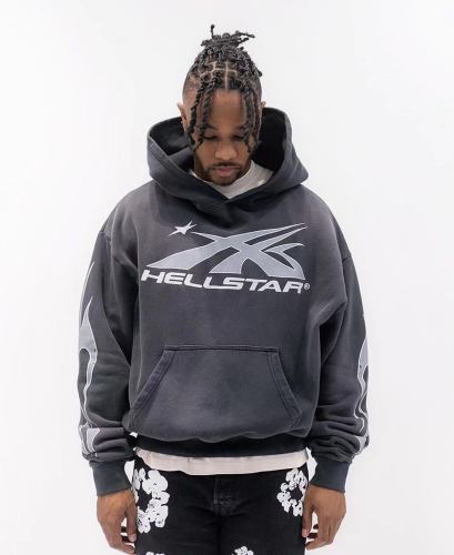 1:1 quality version Two Sleeve Silver Flame Logo Hoodie with NFC tag