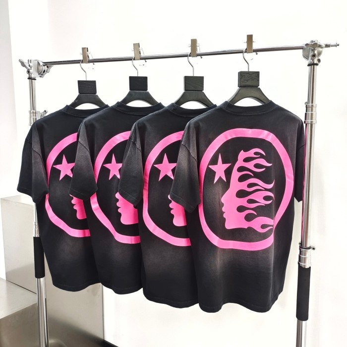 [Big & Tall for weights up to 260 lbs]1:1 quality version Fluorescent pink logo washed version tee with NFC tag