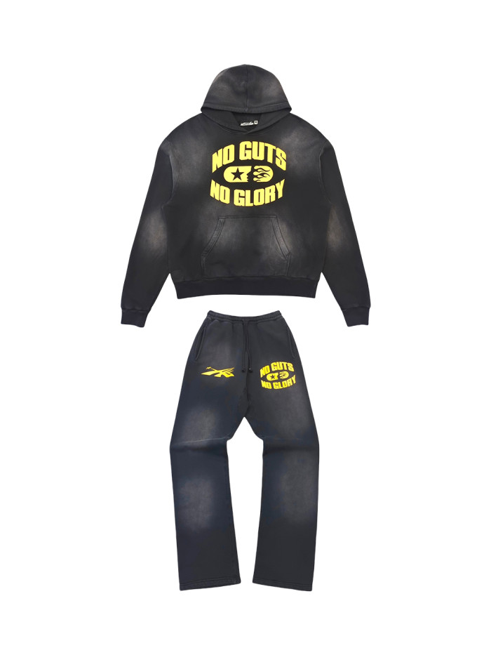 1:1 quality version Back Big yellow logo washed version Hoodie & Pants Set with NFC tag