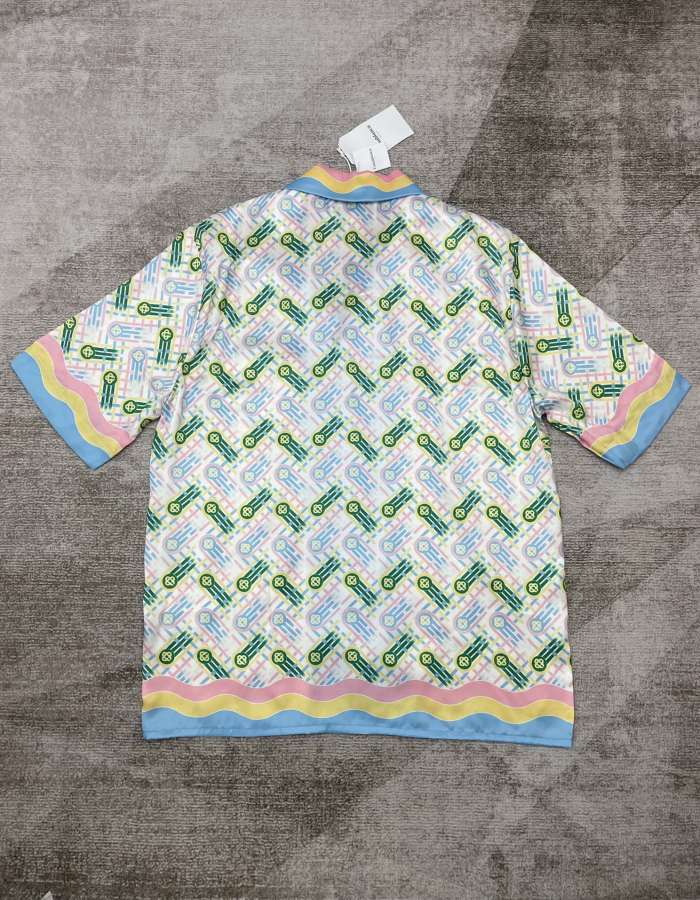 1:1 quality Silk Pink Pop-up Floral Raglan Stripe Polo shirt & shorts set