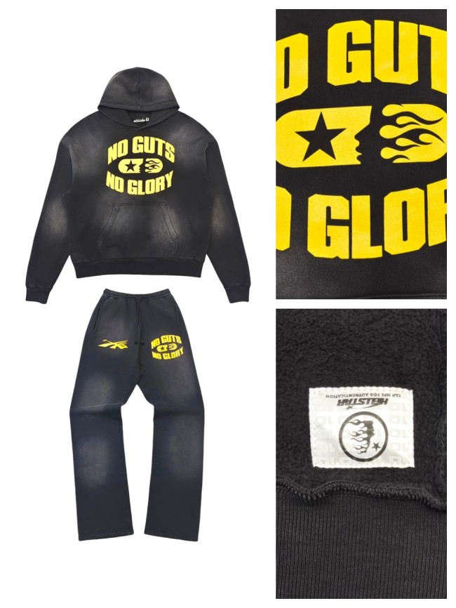 1:1 quality version Back Big yellow logo washed version Hoodie & Pants Set with NFC tag