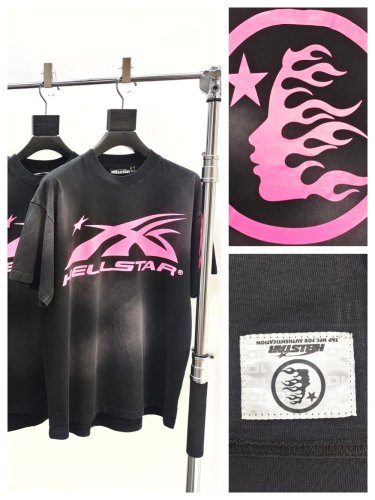 1:1 quality version Fluorescent pink logo washed version tee with NFC tag