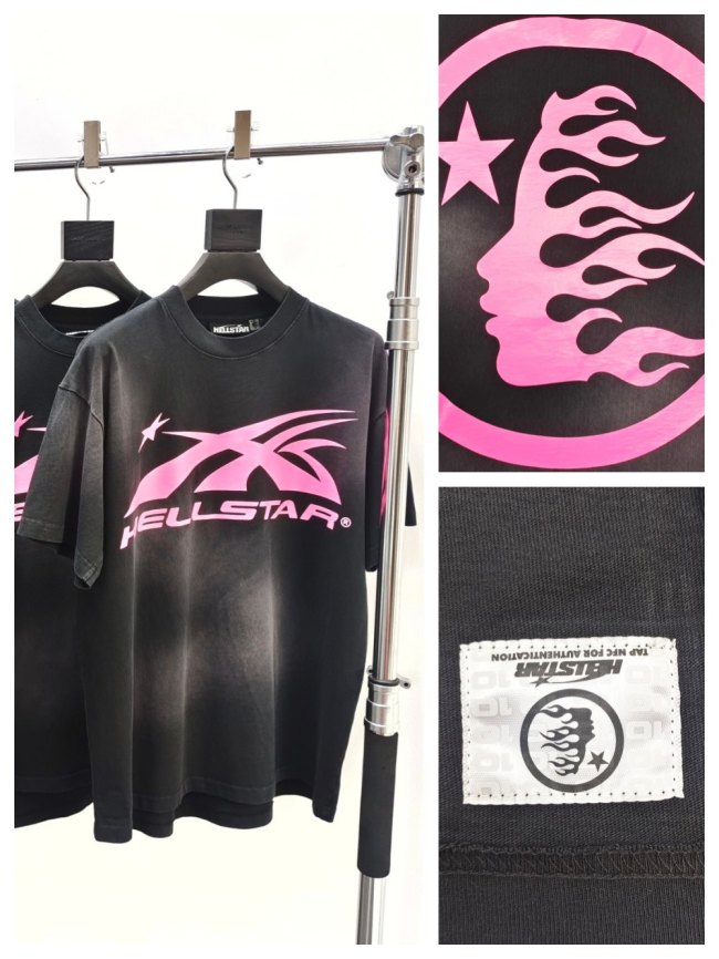 [Big & Tall for weights up to 260 lbs]1:1 quality version Fluorescent pink logo washed version tee with NFC tag