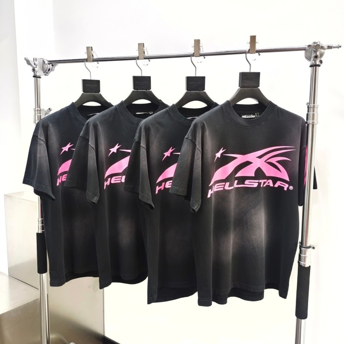 [Big & Tall for weights up to 260 lbs]1:1 quality version Fluorescent pink logo washed version tee with NFC tag