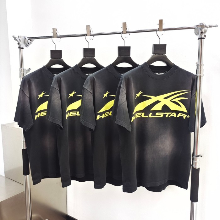[Big & Tall for weights up to 260 lbs]1:1 quality version HS Lemon Yellow Logo Washed Version tee with NFC tag